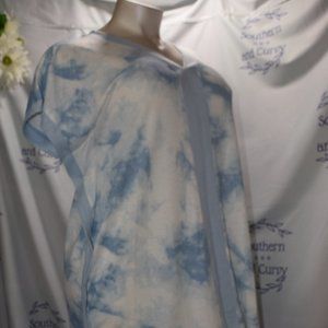 Uncover Knit Cover UP/Dress, Blue/White Tie Dye, Size XL
